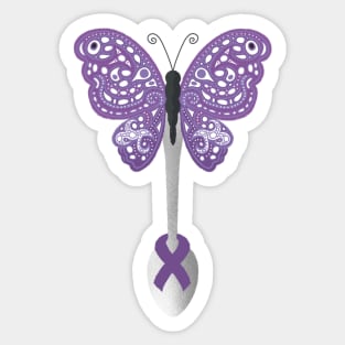 Butterfly Spoon Awareness Ribbon! (Purple) Sticker